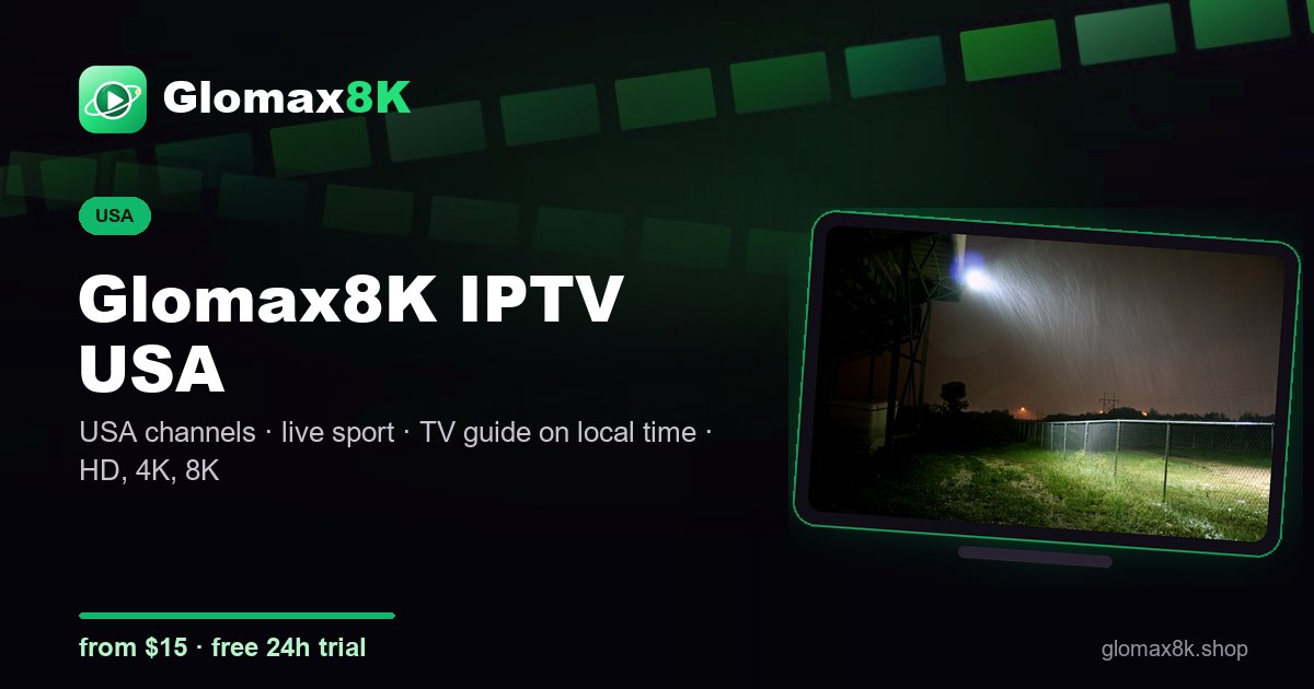Glomax8K IPTV USA card with local channels on a TV